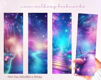 Magical Shimmery Neon Walkway Bookmark – Digital Printable Design | Whimsical