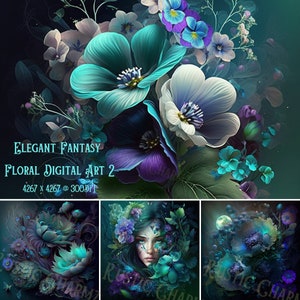 Elegant Fantasy Floral Digital Art 2 | Fantasie PNG | Surreal | Bilder für Design und Druck