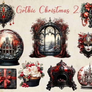 Gothic Christmas Clipart 2, Gothic, Magic, Witchcraft, Mystical , Christmas, Paper Craft, Scrapbooking, Junk Journal, Sublimation, Art, PNG
