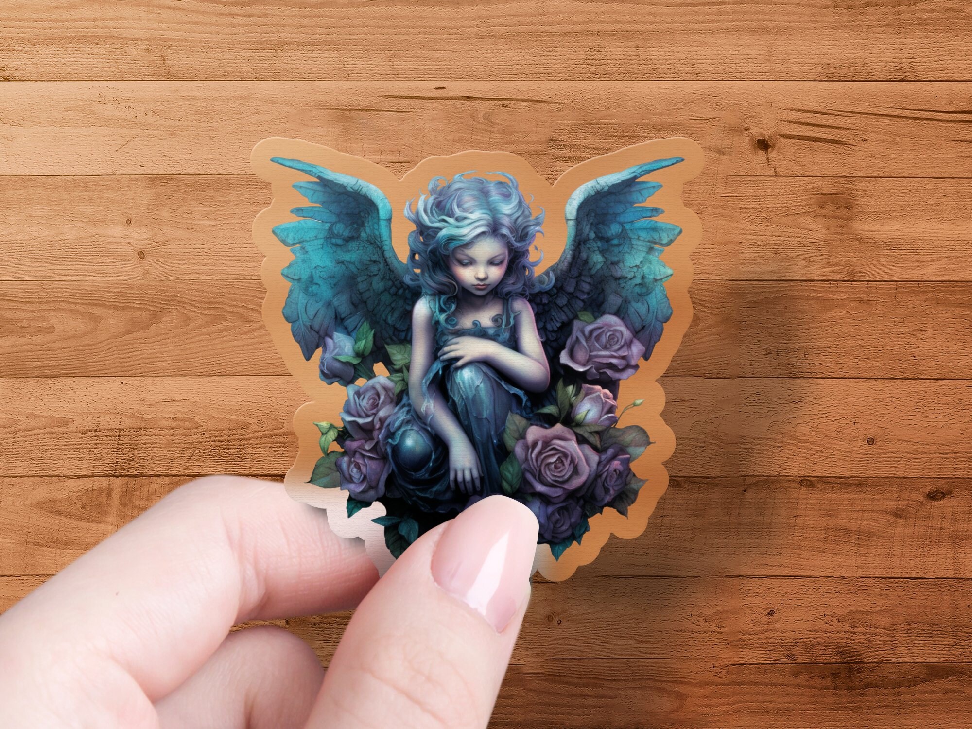 Angelic Art Sticker, Fantasy Illustration Sticker, Gothic Angel Sticker ...