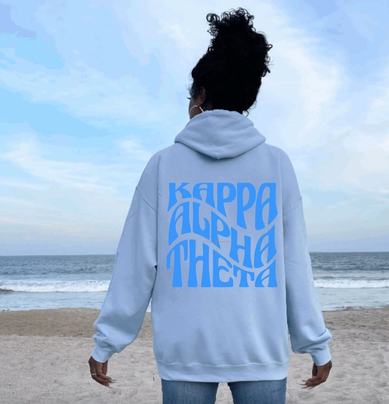 Wavy Sorority Hoodie Alpha Chi Omega Pink Sweatshirt Etsy