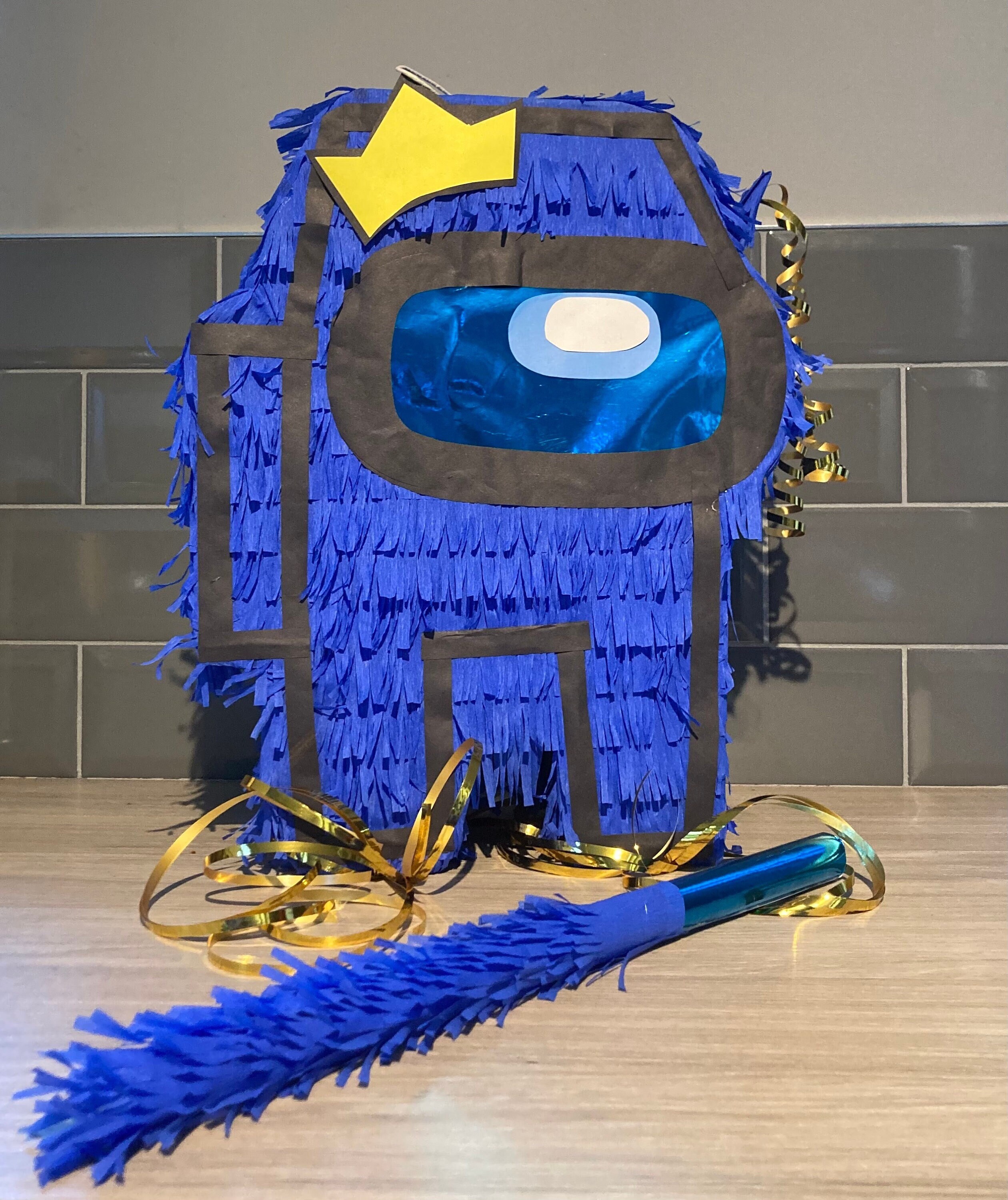 Blue Among Us Piñata & Wooden Piñata Stick Etsy UK