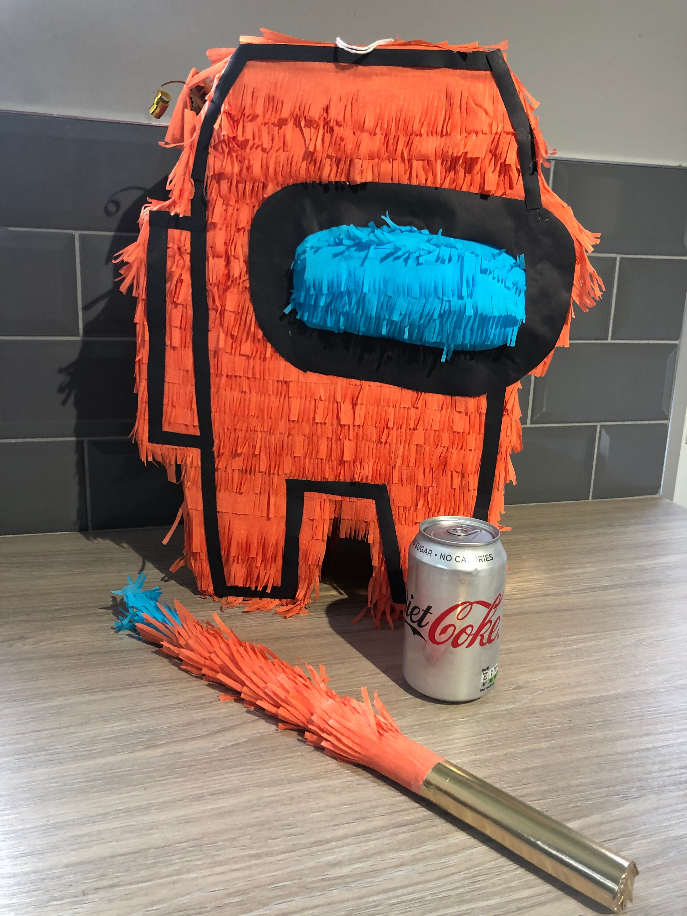 Orange Among us Piñata 30x40cm & Wooden Piñata Stick Etsy