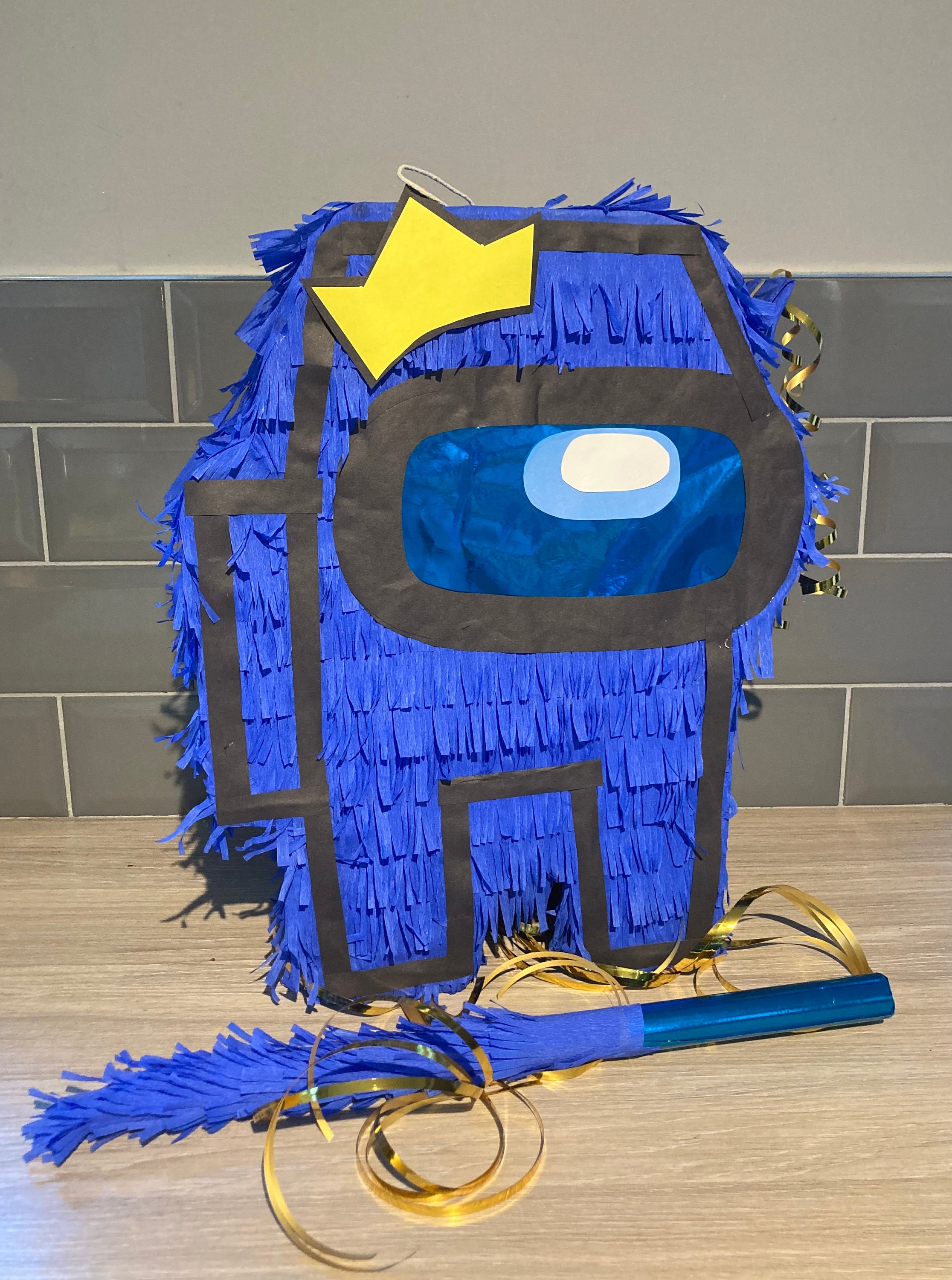Blue Among Us Piñata & Wooden Piñata Stick Etsy UK