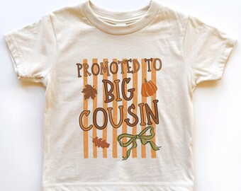 Faire-part de grossesse d'automne pour grande cousine promue au rang de grande cousine pour Thanksgiving, chemise enfant pour fille, nièce neveu, révélation de la grossesse d'octobre