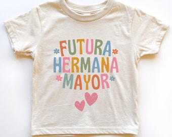 Promovida A Hermana Mayor Chemise pour grande sœur espagnole ou mexicaine Petite fille Annonce de bébé Douche Voy a Ser Hermana Mayor Camisa