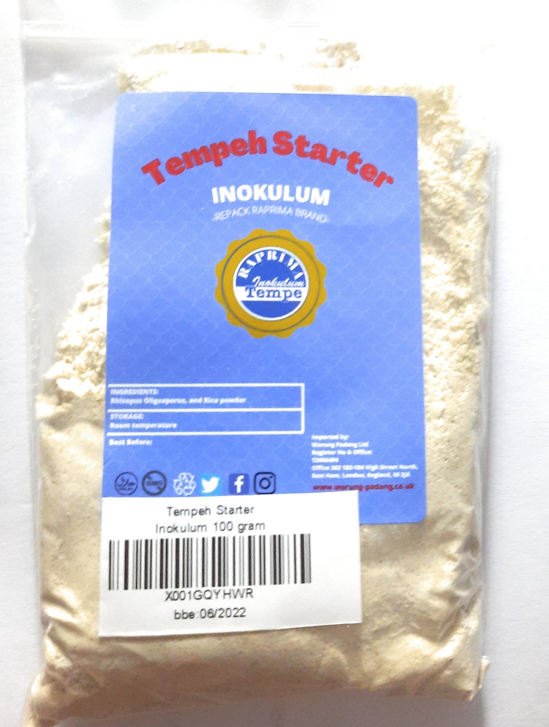 Ragi Tempe 100 Gram/tempeh Starter/live Culturefree UK POSTAGE Etsy
