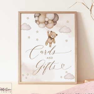 Gender Neutral Teddybär Baby-Dusche-Karten und Geschenke Zeichen Gender offenbaren Bearly Warten Dekoration Zeichen Printable Instant Download 05V1