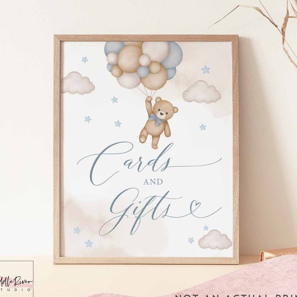 Boy Blue Teddy Bear Baby Shower Cards and Gifts Sign Baby Shower Sprinkle Bearly Wait Decoration Sign Printable Instant Download 05V2 / 05K2