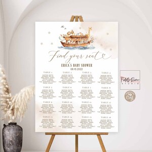 Bewerkbare Ark van Noach themadieren vind je zitplaats Babyshower strooi doop verjaardag tabelsjabloon zitplaatsen Instant Download 14V1/14R1