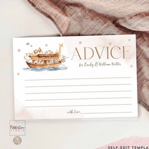 Tema modificabile neutro per l'Arca di Noè, animali 4x6", scheda di consigli, inserto per baby shower, modello per inserto con cosparsione 14V1