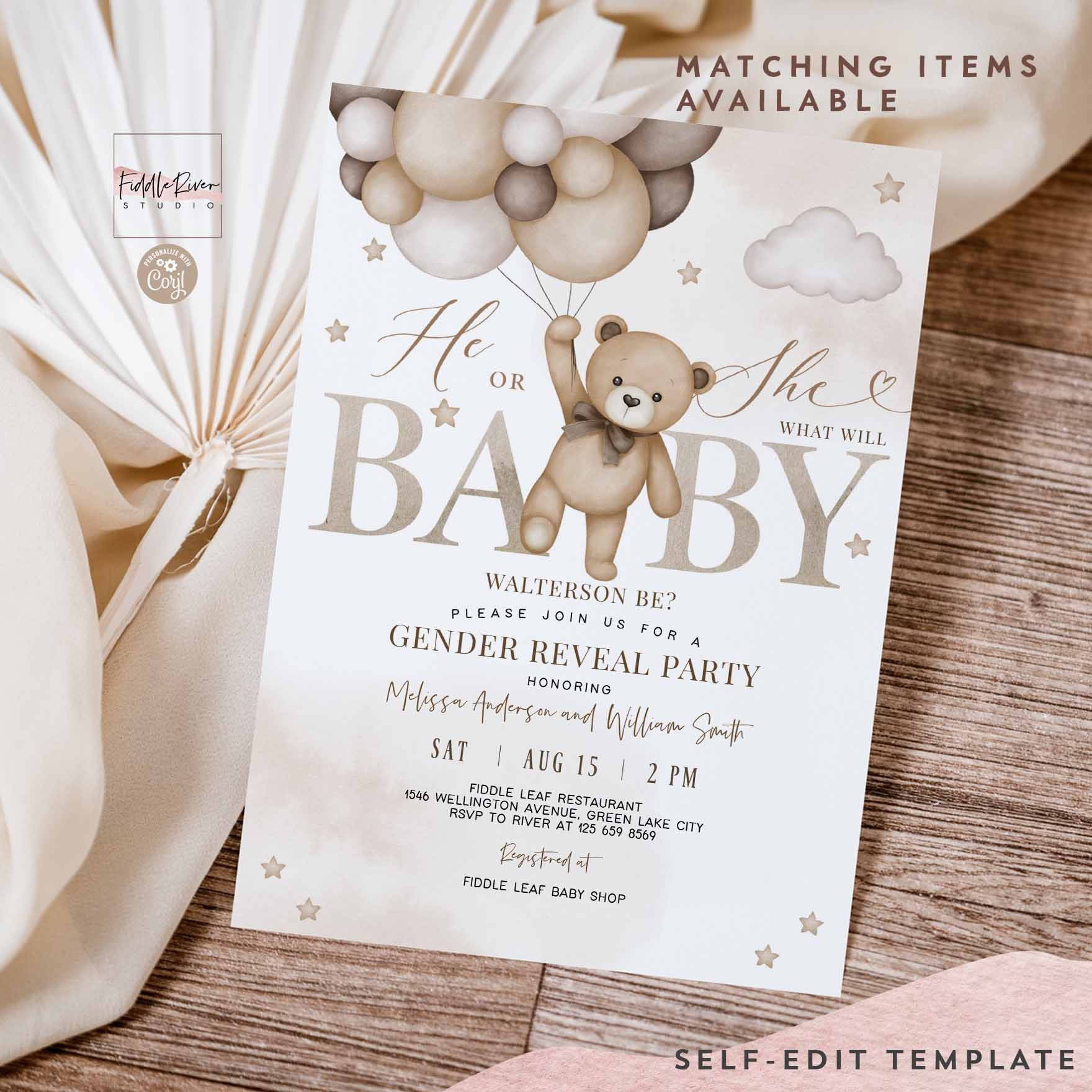 Editable He Or She Gender Reveal Teddy Bear We Can Bearly Wait Etsy Editable he or she gender reveal teddy bear we can bearly wait etsy