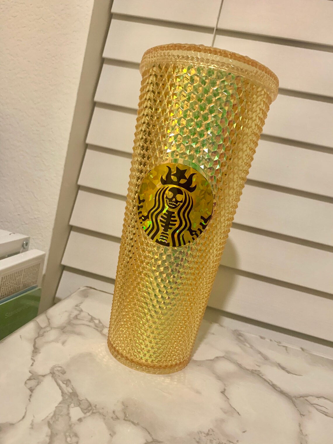 Gold Studded Starbucks inspired tumbler Etsy