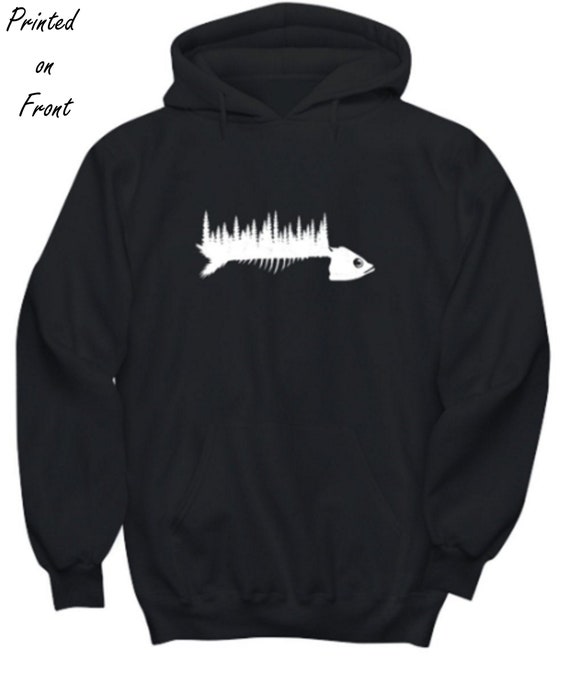 Fishing, Hunting Hoodie Fish Skeleton and Forest Hoodie -  Canada