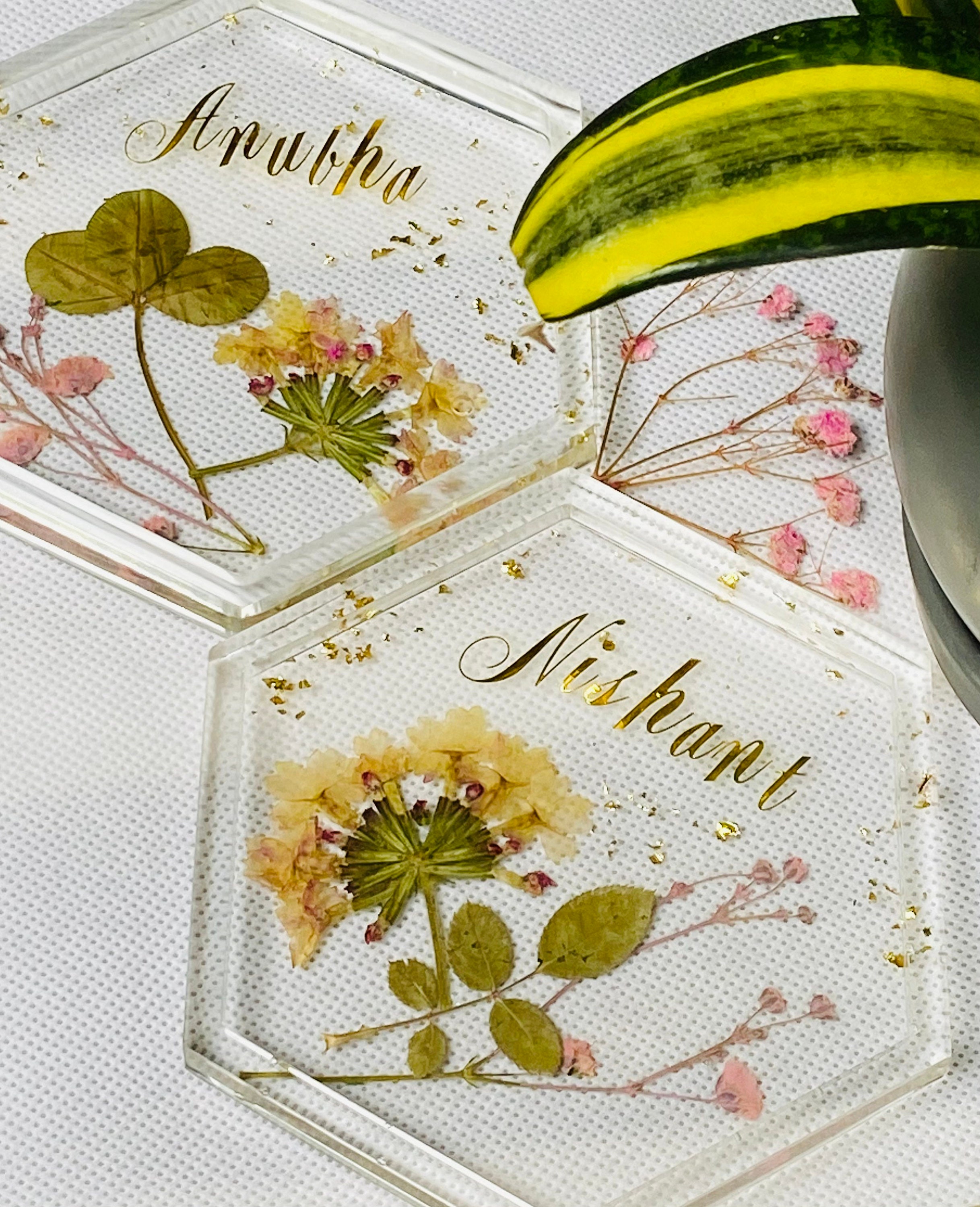 Personalized Floral Resin Coasters Glitter Coasters Resin Etsy