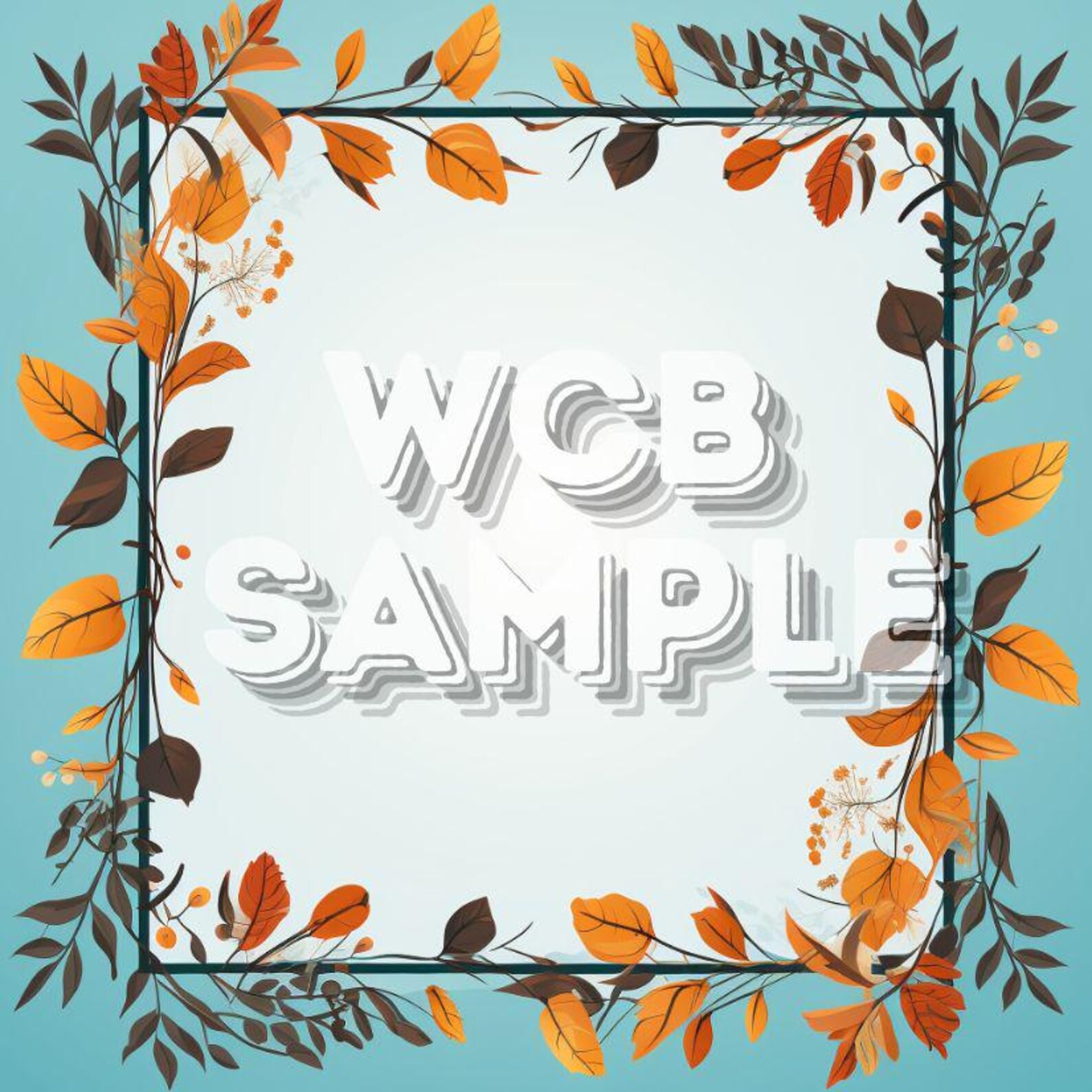 Leaves Background With Blue Border Printable Bundle, Fall Background ...