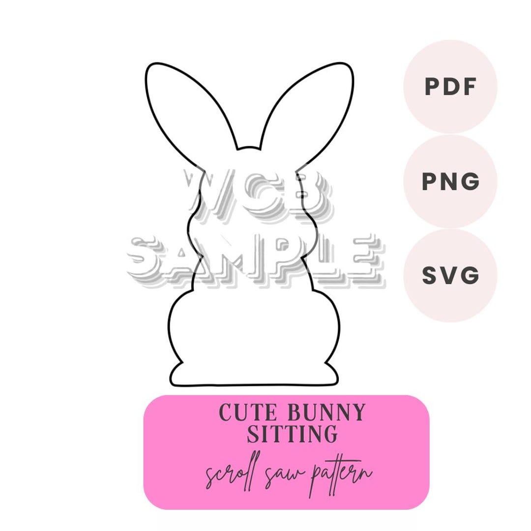 Scroll Saw Rabbit Pattern Cute Bunny Sitting Pattern, Bunny Sitting Tracer, Scroll Saw Pattern ...