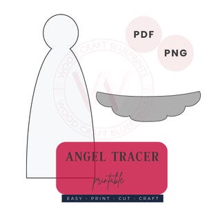 May include: Printable angel tracer template with a red rectangle that says "Angel Tracer Printable Easy - Print - Cut - Craft".