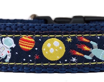 Outer Space Ribbon Dog Collar (Sm)