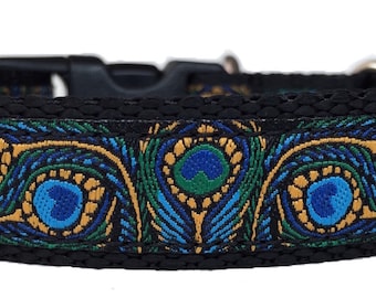 Peacock Ribbon Dog Collar (Sm)