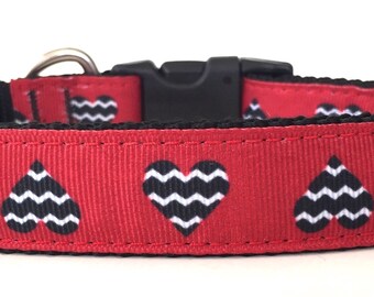 Black Hearts Ribbon Dog Collar