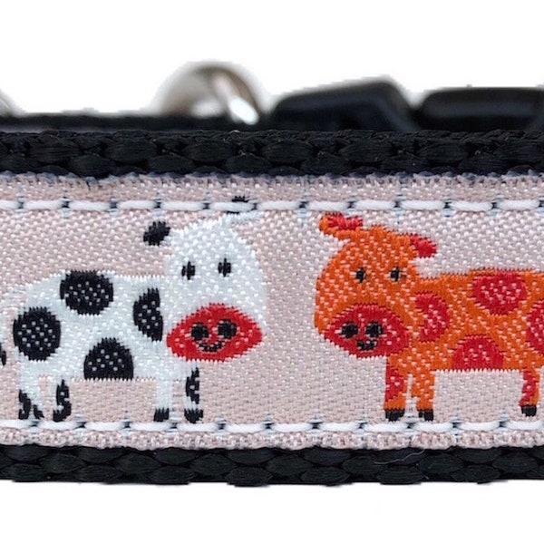 Cows Ribbon Dog Collar (Sm)