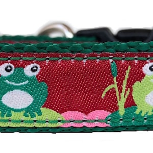 Frogs in a Swamp Ribbon Dog Collar (Sm)