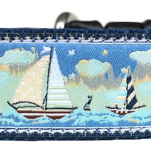 Sailboats and Light House Ribbon Dog Collar