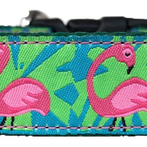 Flamingoes Ribbon Dog Collar