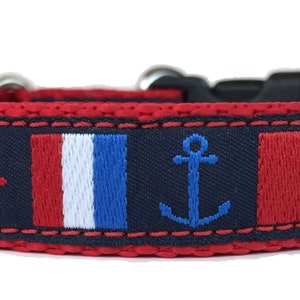 Nautical Flags Ribbon Dog Collar (Sm)