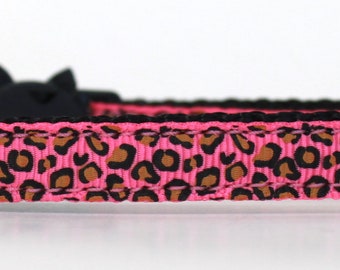 Rosa gepardmönsterband katt / extra litet hundhalsband