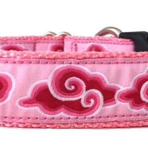 Pink Clouds Ribbon Dog Collar