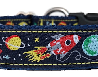 Outer Space Ribbon Dog Collar