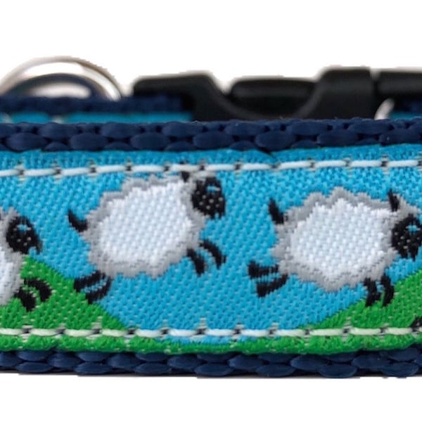 Jumping Sheep Ribbon Dog Collar (Sm)