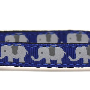 Elephants on Blue Ribbon Cat / X-Small Dog Collar