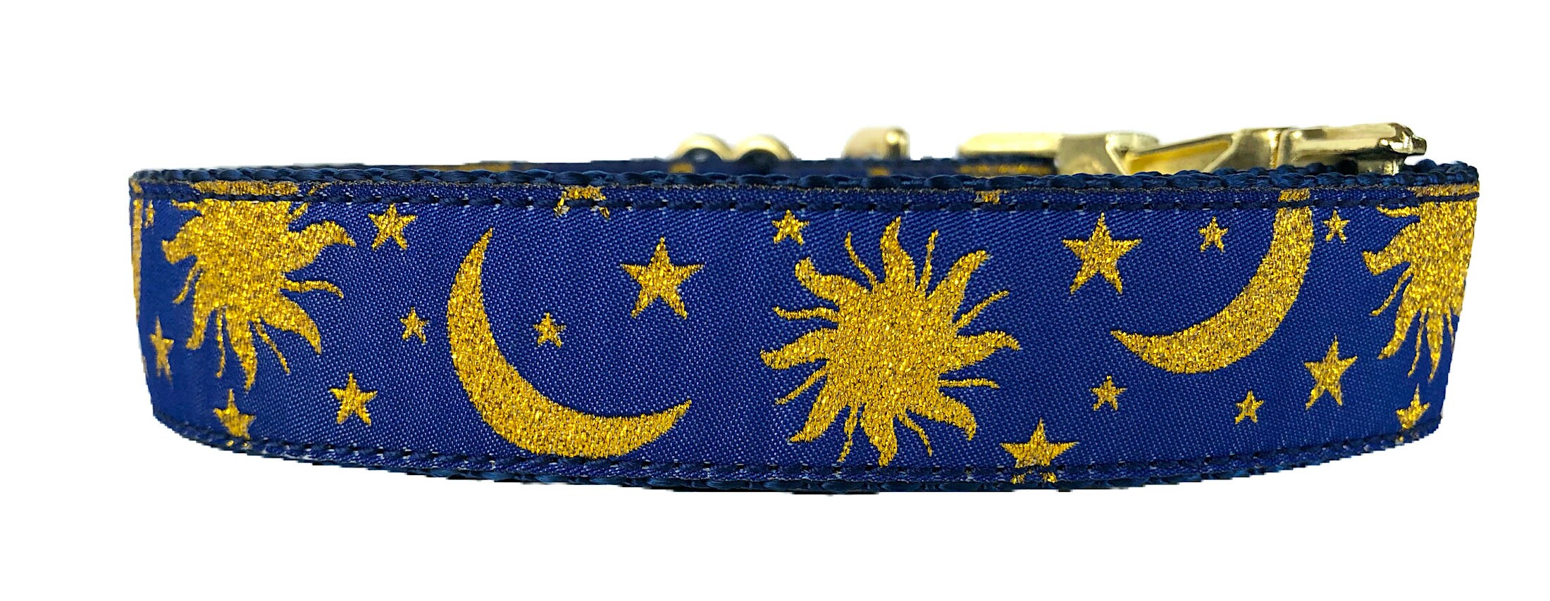 Sun and Moon Ribbon Dog Collar made with shiny metallic gold Etsy