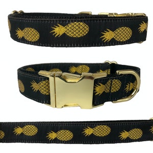 Collar de perro de cinta de piña dorada (hecho con hilo de color dorado brillante)