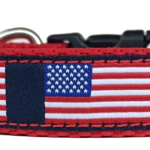 U.S. Flag Ribbon Dog Collar (Sm)