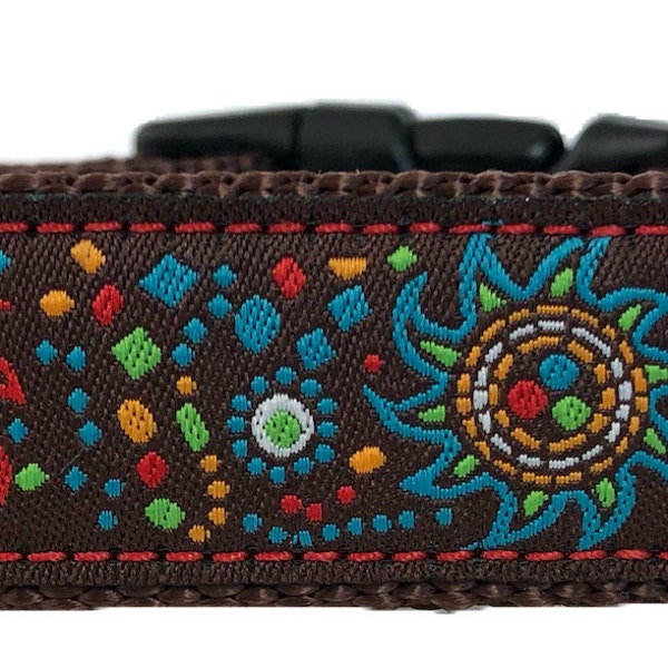 Sun Mosaic Ribbon Dog Collar