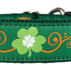 Shamrock Clover Ribbon Dog Collar, St. Patrick&#39;s Day Pattern