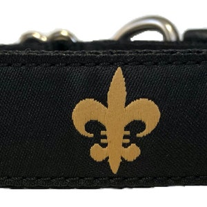 Fleur De Lis Ribbon Dog Collar (Tan Colored Logo)