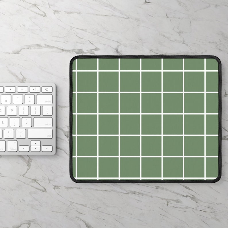 Sage Green Grid Mouse Pad Minimalist Desk Decor Modern Mouse - Etsy