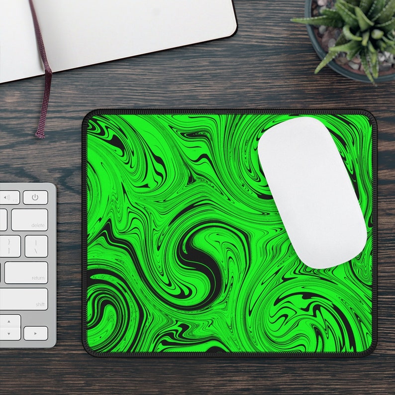 Green & Black Swirl Gaming Mouse Pad Etsy