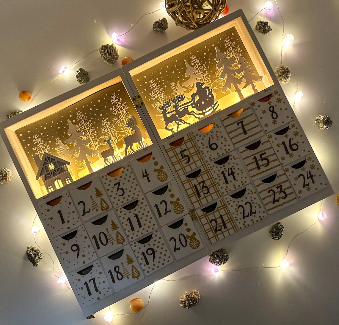 Crystal Advent Calendar Wooden Crystal Calendar Wood Advent Etsy