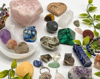 Mystery Crystal Box, Mystery Crystal Set, Gemstones Mystery Box, Crystal Grab Bag, Bag, Tumbled and Raw Crystal Box, Healing Crystal Sets