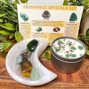 Crystals for Abundance, Attract Wealth and Abundance Crystal Kit, Money Manifestation Crystal Set, Crystals for Success, Prosperity Crystals