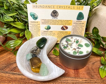 Crystals for Abundance, Attract Wealth and Abundance Crystal Kit, Money Manifestation Crystal Set, Crystals for Success, Prosperity Crystals