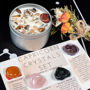 Capricorn Crystal Box, Capricorn Crystals Set, Capricorn Stones Kit, Capricorn Candle and Birthstones, Capricorn Gift Crystal Box, Zodiac