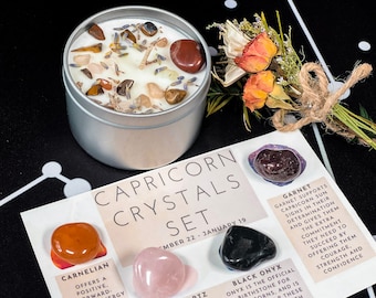 Capricorn Crystal Box, Capricorn Crystals Set, Capricorn Stones Kit, Capricorn Candle and Birthstones, Capricorn Gift Crystal Box, Zodiac