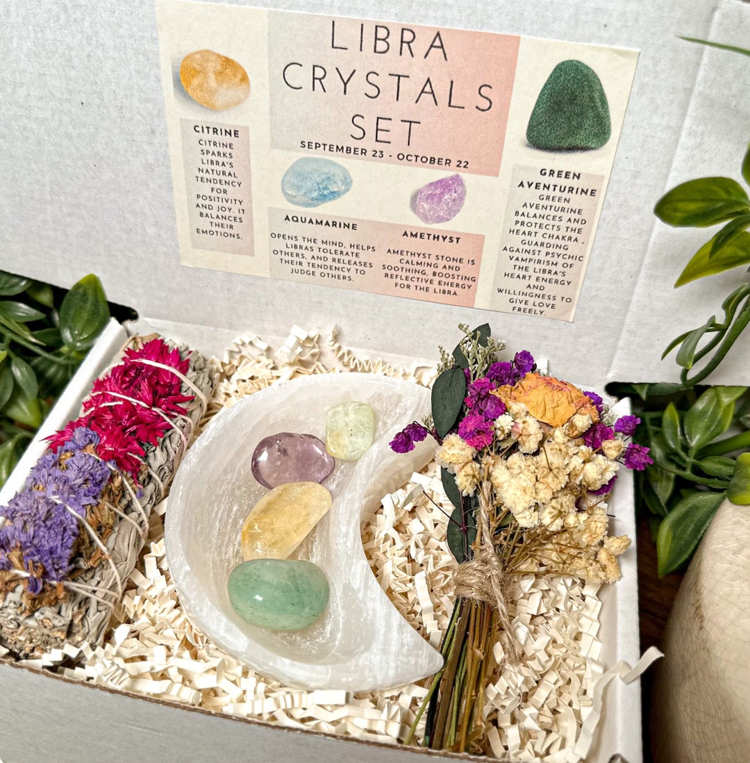 Libra Crystals Gift Box, Libra Stones, Libra Gift Set, Libra Crystal